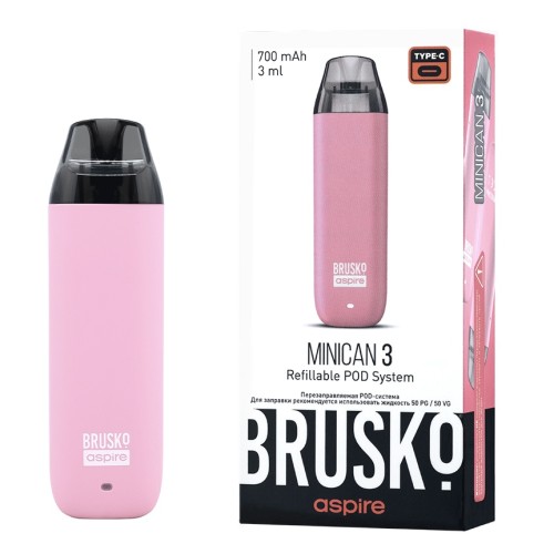 Перезаправляемая Под-Система Бруско Миникан 3 (Brusko Minican 3) 700 mah, Розовый